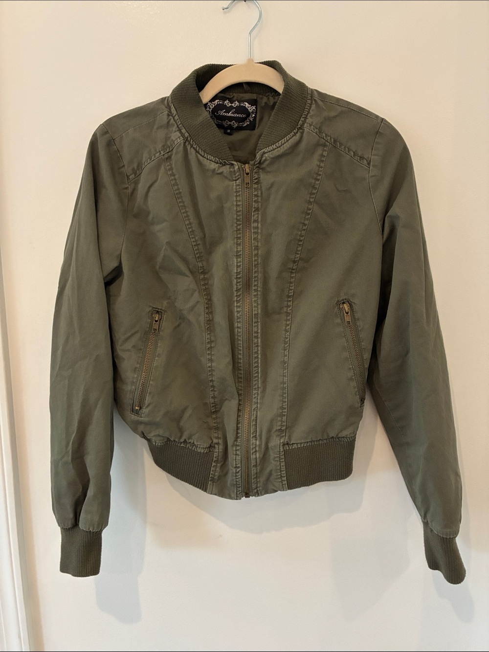 Ambiance Olive Green Bomber Jacket